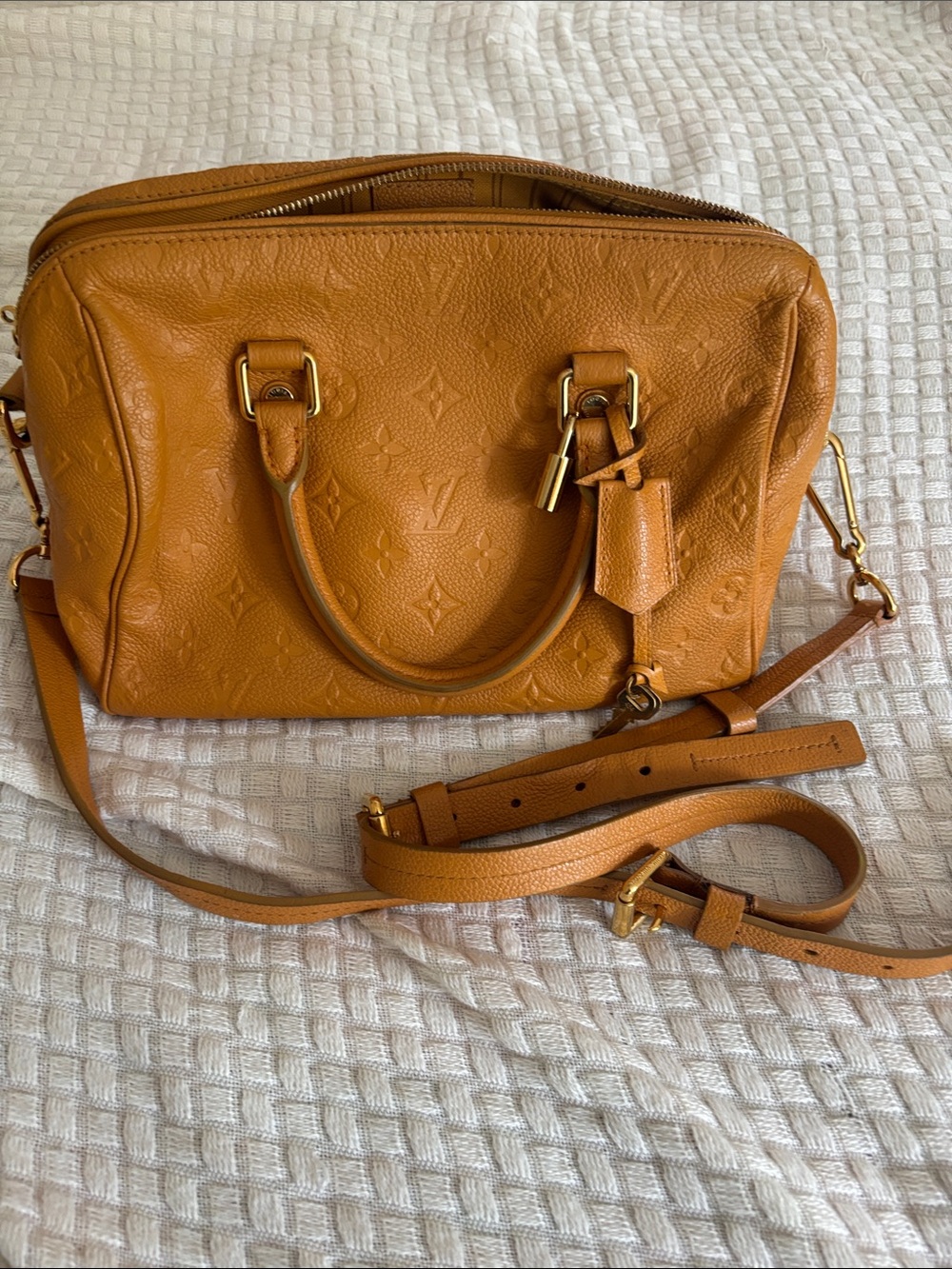 Louis Vuitton RARE Safran Color Speedy 25 Empriente with Gold Hardware